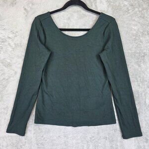Banana Republic Shirt Womens Small Green Scoop Neck Long Sleeve Stretch Tee